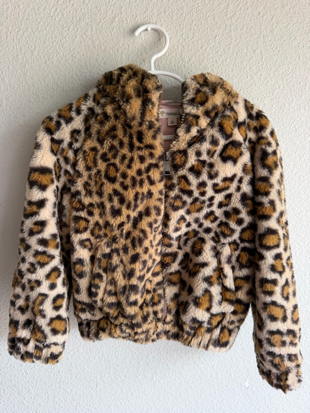 Tucker + Tate Girls' Leopard Faux Fur Puffer Jacket - Tan & Black